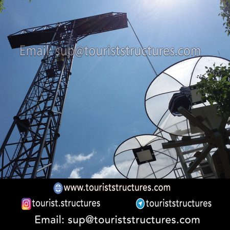 aerial restaurant, Successful test of the aerial restaurant implementation by derrick for the first time in the world, Very beautiful lighting of the aerial restaurant of Ferdows Garden, Isfahan