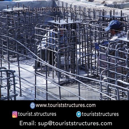 Reinforcement and pedestal foundation implementation. (The aerial restaurant in Ferdows Garden of Isfahan)