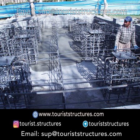 Reinforcement and pedestal foundation implementation. (The aerial restaurant in Ferdows Garden of Isfahan)