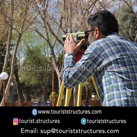 topography and regulation, Placement operation of the foundation base plates and their height equalization by surveyor and finally grouting in the aerial restaurant project in Ferdows Garden of Isfahan