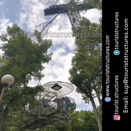 aerial restaurant, Successful test of the aerial restaurant implementation by derrick for the first time in the world, Very beautiful lighting of the aerial restaurant of Ferdows Garden, Isfahan