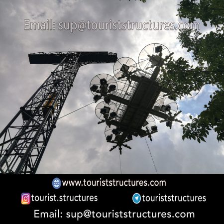 aerial restaurant, Successful test of the aerial restaurant implementation by derrick for the first time in the world, Very beautiful lighting of the aerial restaurant of Ferdows Garden, Isfahan
