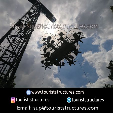aerial restaurant, Successful test of the aerial restaurant implementation by derrick for the first time in the world, Very beautiful lighting of the aerial restaurant of Ferdows Garden, Isfahan