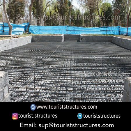 Reinforcement and pedestal foundation implementation. (The aerial restaurant in Ferdows Garden of Isfahan)