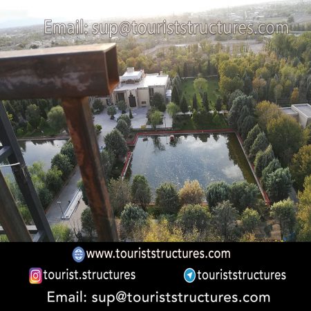 selfihouse, A place to take selfi pictures in height of 45 meters at the top of the derrick in the aerial restaurant. (For this view, the trees and greenery of Ferdows Garden give a special effect to the photo)