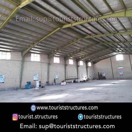 construction, color and carrying the structure, Location of metal frame factory (derrick and structures) of the aerial restaurant project in Ferdows Garden of Isfahan, Pasargad’s professional forces in welding, cutting and assembly at the factory, Steps to build the derrick for the aerial restaurant inside the factory in project of Ferdows Garden, Isfahan, Painting of project structures (with polyurethane paint, 120 microns thick) inside the factory in Ferdows Garden, Isfahan, Carrying of the project structures from the factory to the project site (in Ferdows Garden, Isfahan)