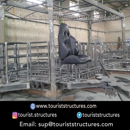 construction, color and carrying the structure, Location of metal frame factory (derrick and structures) of the aerial restaurant project in Ferdows Garden of Isfahan, Pasargad’s professional forces in welding, cutting and assembly at the factory, Steps to build the derrick for the aerial restaurant inside the factory in project of Ferdows Garden, Isfahan, Painting of project structures (with polyurethane paint, 120 microns thick) inside the factory in Ferdows Garden, Isfahan, Carrying of the project structures from the factory to the project site (in Ferdows Garden, Isfahan)