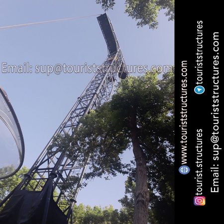 aerial restaurant, Successful test of the aerial restaurant implementation by derrick for the first time in the world, Very beautiful lighting of the aerial restaurant of Ferdows Garden, Isfahan