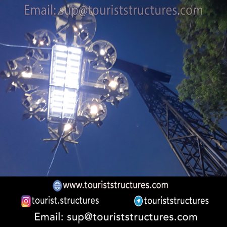 aerial restaurant, Successful test of the aerial restaurant implementation by derrick for the first time in the world, Very beautiful lighting of the aerial restaurant of Ferdows Garden, Isfahan