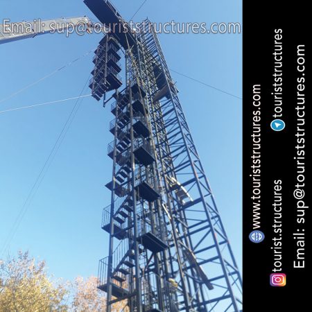 emergency stairs and elevator, Construction of an elevator with the capacity of 6 people and emergency stairs with a height 40 M in project of Ferdows Garden of Isfahan